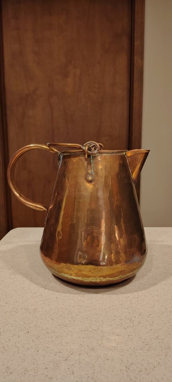 Vintage Hand Hammered Solid Copper Pitcher Water Jug Ice Lip Rustic Farmhouse